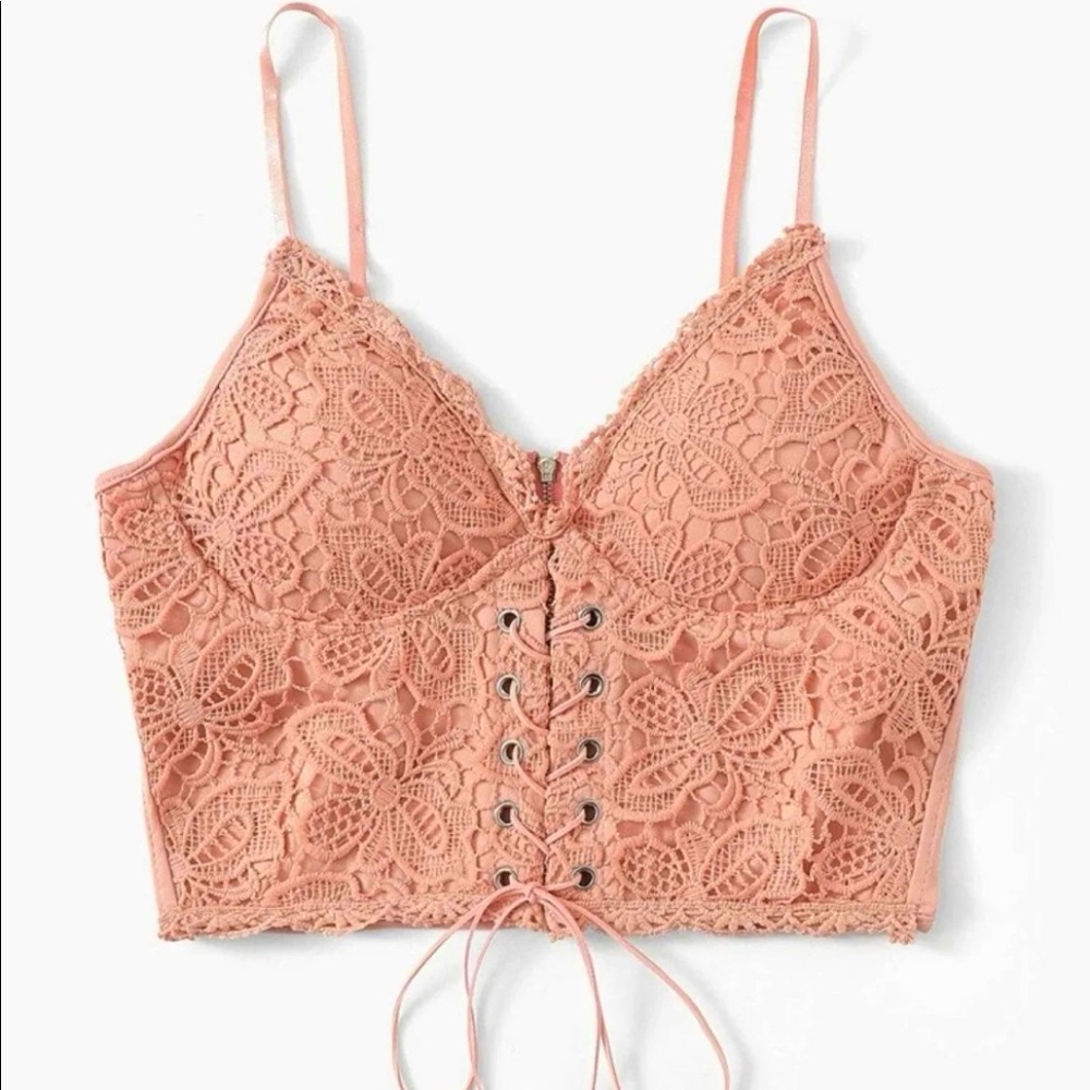 Crochet Lace-up Bustier Cami Top